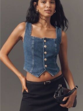 NWT Reformation Bo Denim Button-Front Vest Top Size M